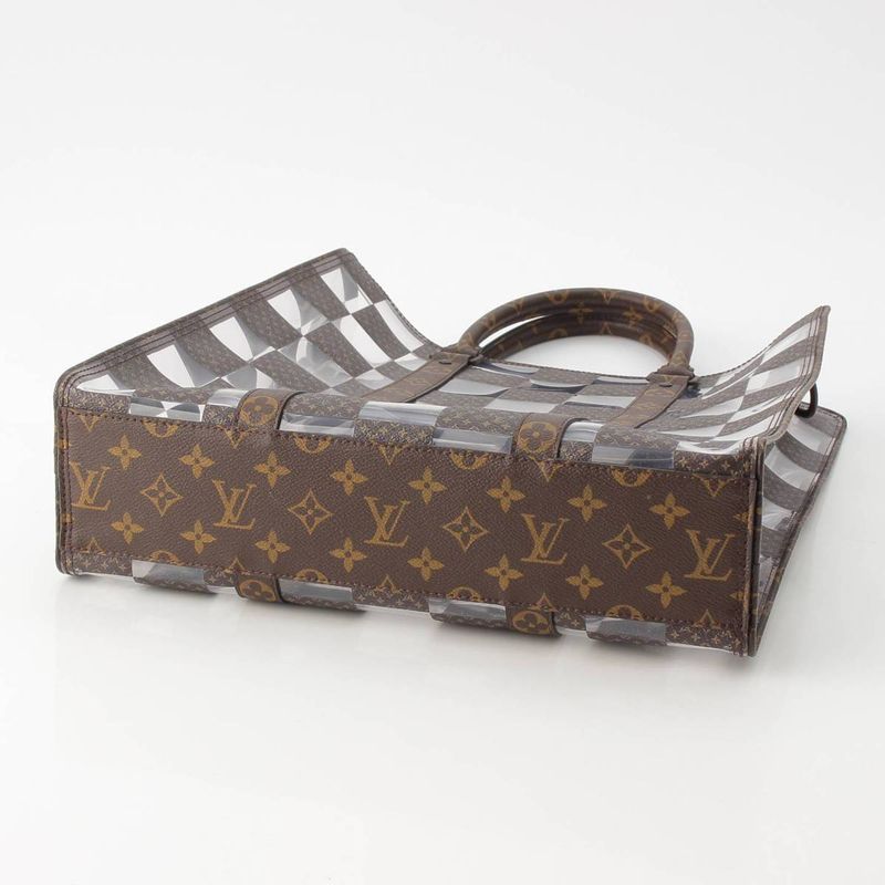 Louis Vuitton Monogram Chess Sac Plat Vinyl Tote Brown Clear