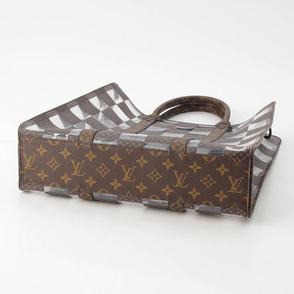 Louis Vuitton Monogram Chess Sac Plat Vinyl Tote Brown Clear