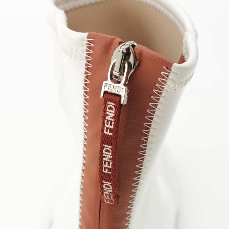 Fendi Patent Leather Square Toe Short Boots Shoes White 39