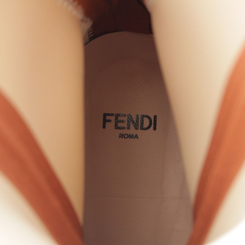 Fendi Patent Leather Square Toe Short Boots Shoes White 39