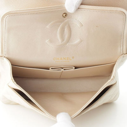 Chanel Quilted Leather Double Flap Shoulder Bag Champagne Gold 25