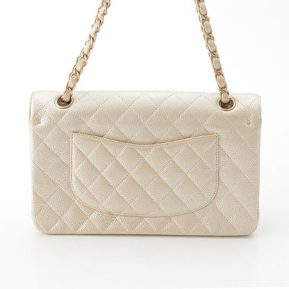Chanel Quilted Leather Double Flap Shoulder Bag Champagne Gold 25