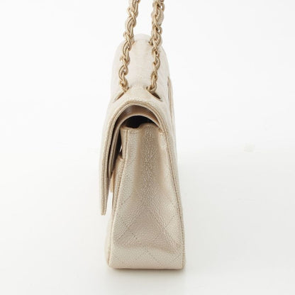 Chanel Quilted Leather Double Flap Shoulder Bag Champagne Gold 25