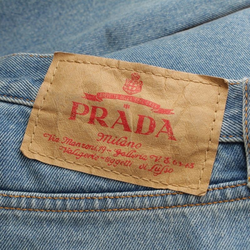 Prada Denim Triangle Logo 5 Pocket Pants Jeans Blue Indigo 34
