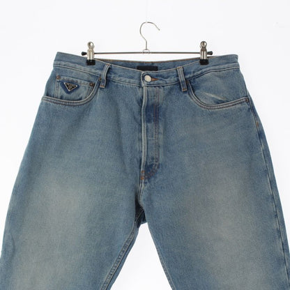 Prada Denim Triangle Logo 5 Pocket Pants Jeans Blue Indigo 34