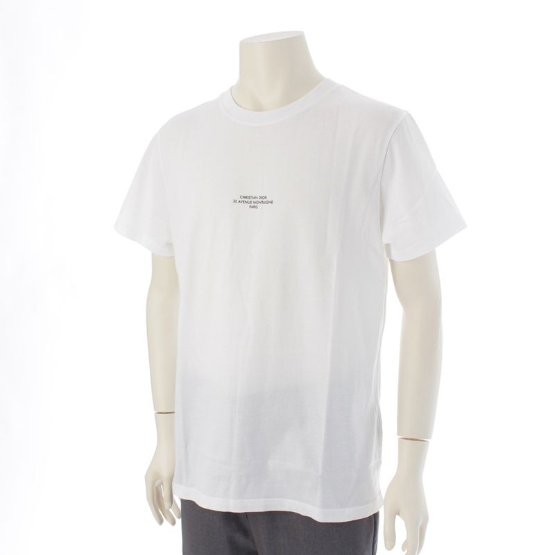 Dior Cotton Montaigne Logo Short Sleeve T-Shirt Top White