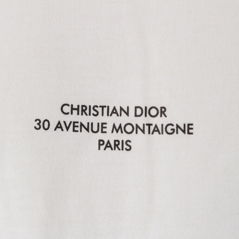 Dior Cotton Montaigne Logo Short Sleeve T-Shirt Top White