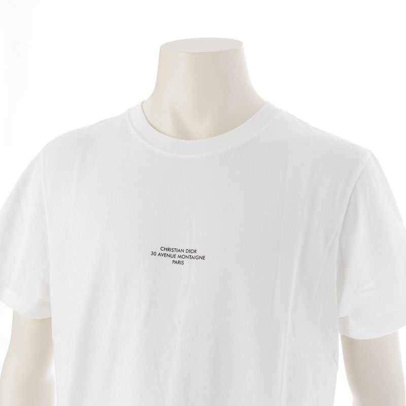 Dior Cotton Montaigne Logo Short Sleeve T-Shirt Top White