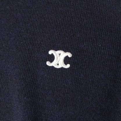 Celine Wool Triomphe Knit Sweater Top Navy XL