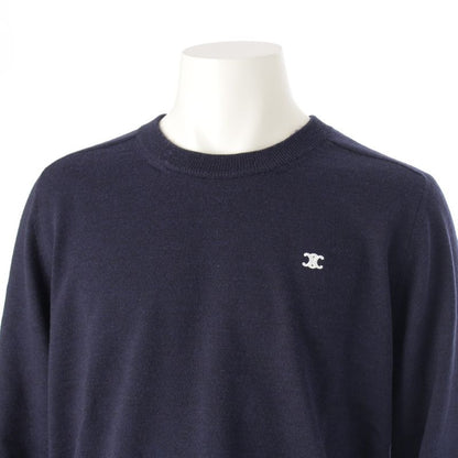 Celine Wool Triomphe Knit Sweater Top Navy XL