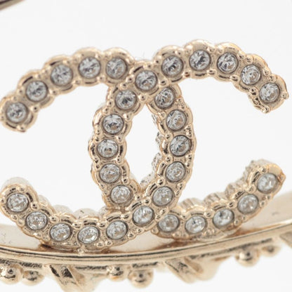 Chanel CC Logo Line Stone Earrings Gold