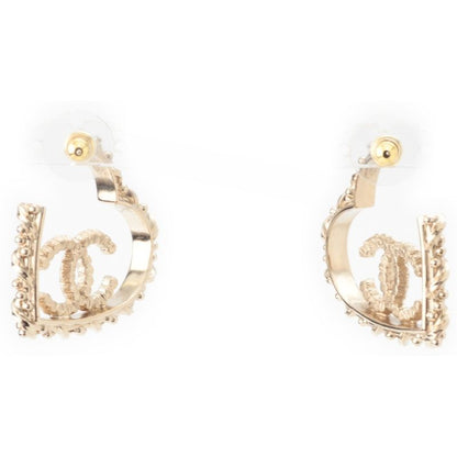 Chanel CC Logo Line Stone Earrings Gold
