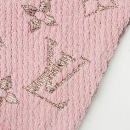 Louis Vuitton Wool Silk Echarpe Logo Mania Shine Scarf Pink