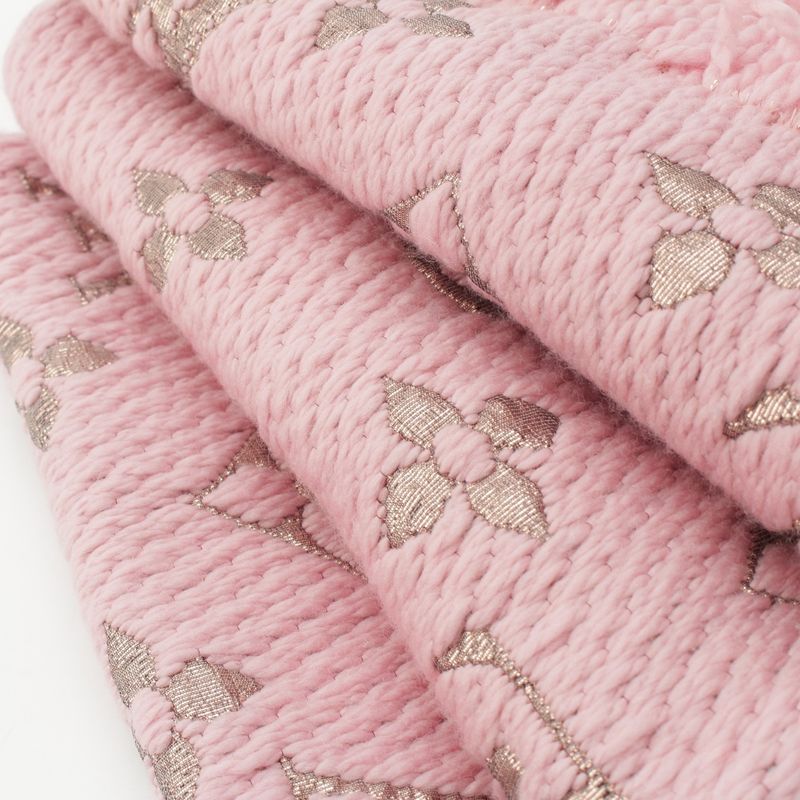 Louis Vuitton Wool Silk Echarpe Logo Mania Shine Scarf Pink