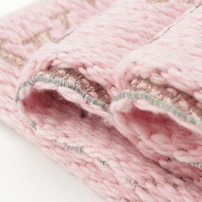 Louis Vuitton Wool Silk Echarpe Logo Mania Shine Scarf Pink