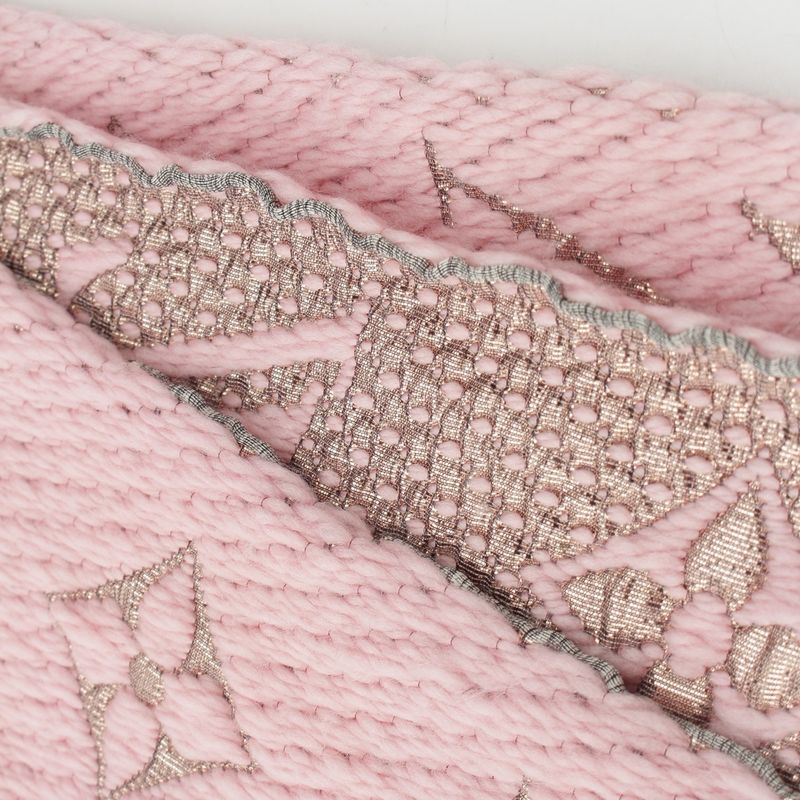 Louis Vuitton Wool Silk Echarpe Logo Mania Shine Scarf Pink