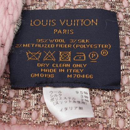 Louis Vuitton Wool Silk Echarpe Logo Mania Shine Scarf Pink