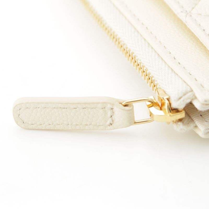 Chanel Caviar Leather Fragment Coin Card Case Compact Wallet White