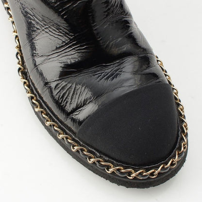 Chanel Leather CC Logo Chain Boots Shoes Black 36c