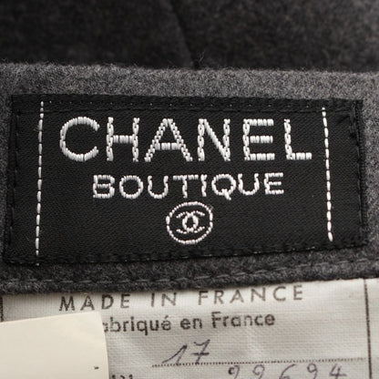 Chanel Wool Vintage Coco Button Skirt Gray 34