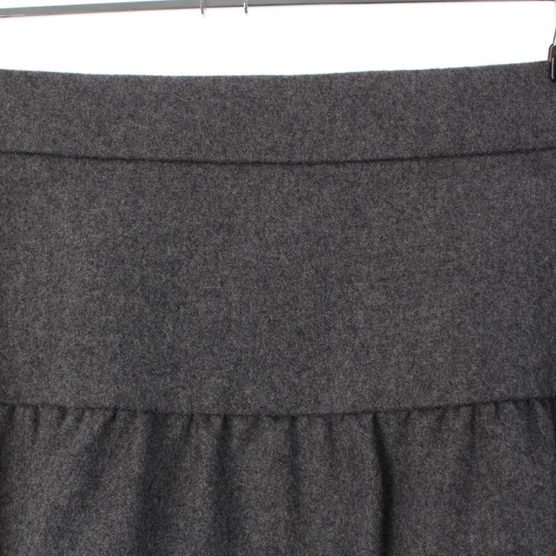 Chanel Wool Vintage Coco Button Skirt Gray 34