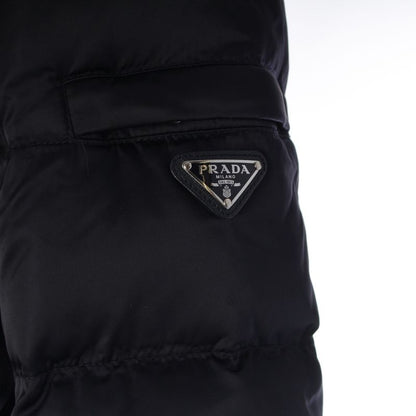Prada Nylon Fur Collared Down Coat Navy 40