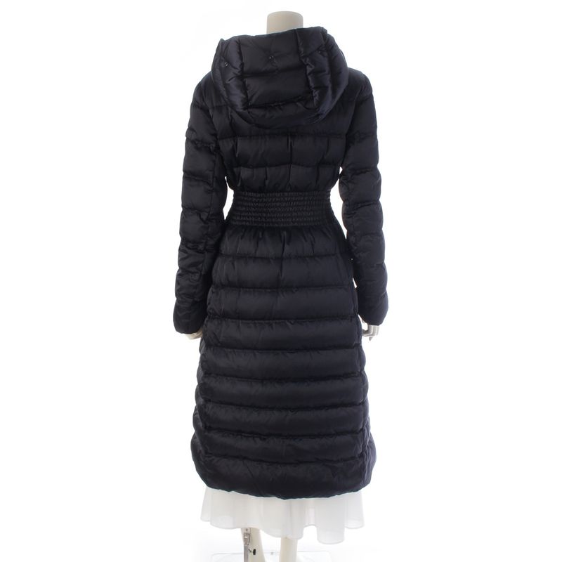 Prada Nylon Fur Collared Down Coat Navy 40