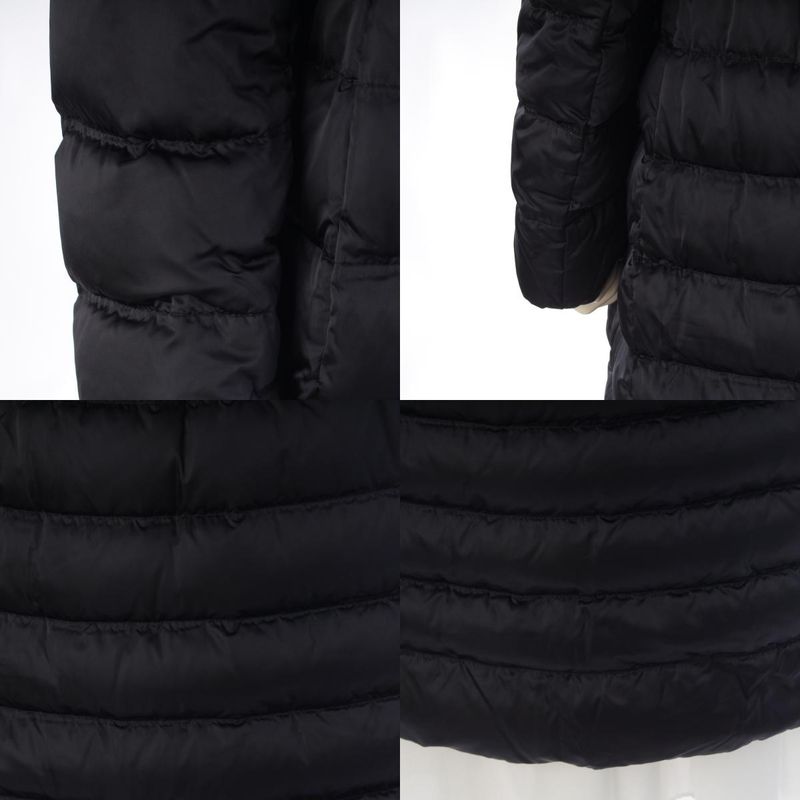 Prada Nylon Fur Collared Down Coat Navy 40