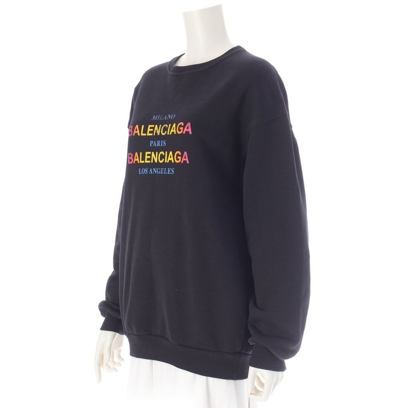 Balenciaga Logo Print Crew Neck Trainer Sweatshirt Top Black XS