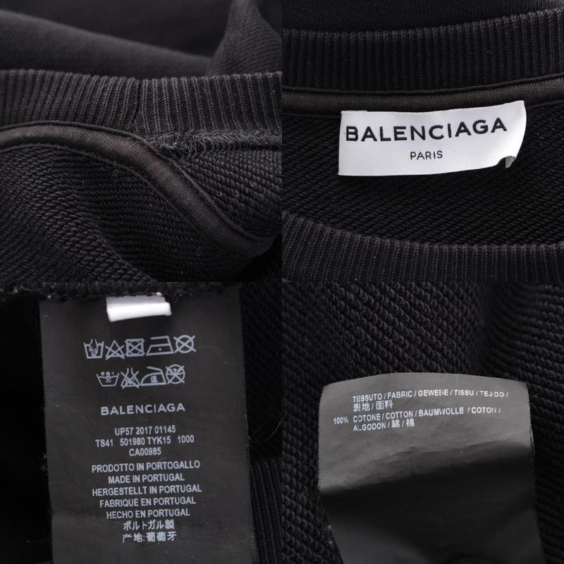 Balenciaga Logo Print Crew Neck Trainer Sweatshirt Top Black XS