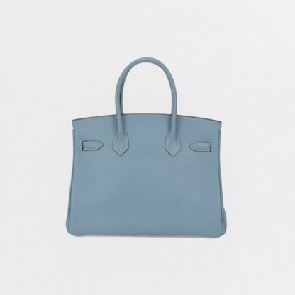 Hermes Birkin 30 Tote Epsom Bluelim Blue Silver Veau