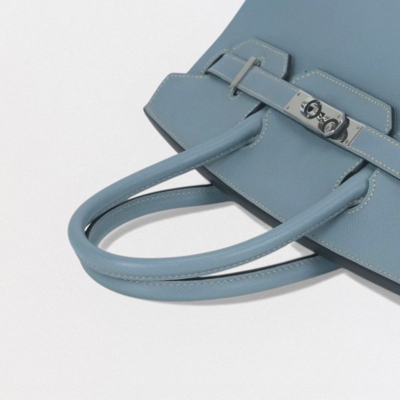 Hermes Birkin 30 Tote Epsom Bluelim Blue Silver Veau