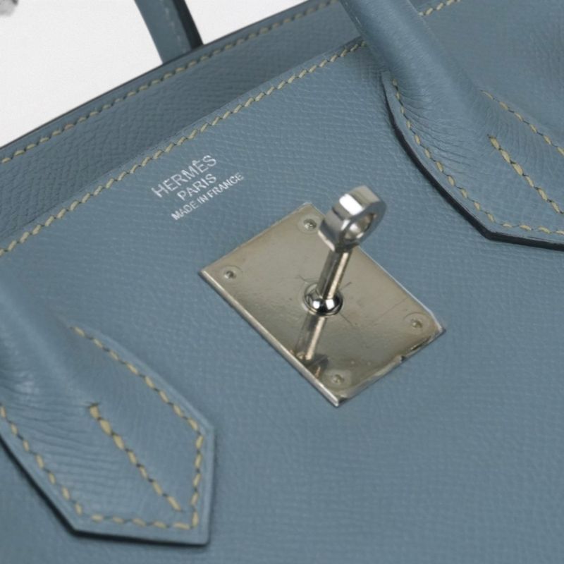 Hermes Birkin 30 Tote Epsom Bluelim Blue Silver Veau