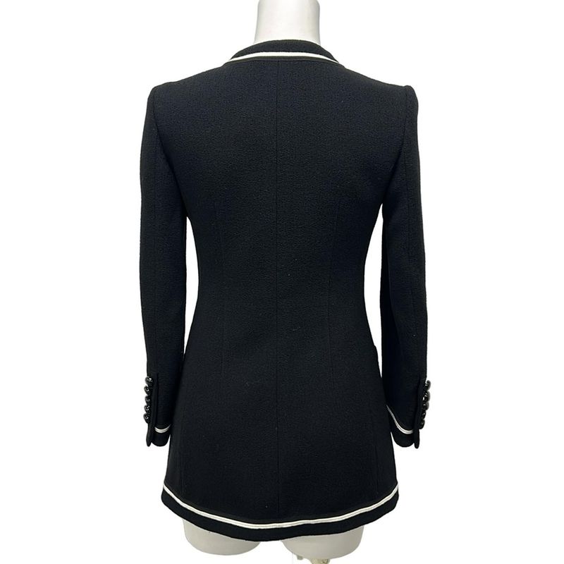 Gucci Jacket 36 S Black White Long Sleeve Name Embroidery Spring Autumn Wool