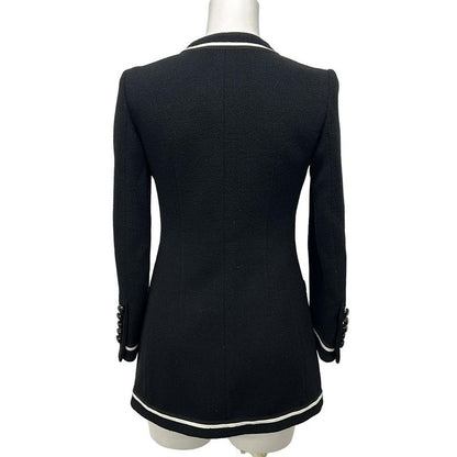 Gucci Jacket 36 S Black White Long Sleeve Name Embroidery Spring Autumn Wool