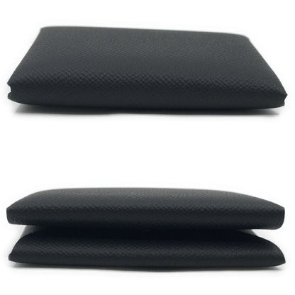 Hermes Calvi Duo Coin Case Card Black Silver Leather