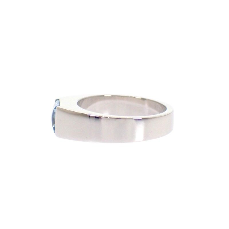 Cartier Tank Ring 52 Gold 18k WG Aquamarine Polished