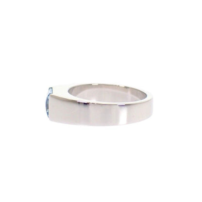 Cartier Tank Ring 52 Gold 18k WG Aquamarine Polished