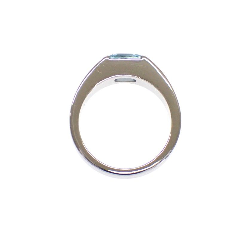 Cartier Tank Ring 52 Gold 18k WG Aquamarine Polished