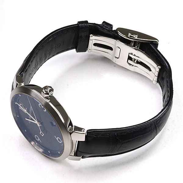 Louis Vuitton Watch Tambour Damier Black Dial Quartz Polished