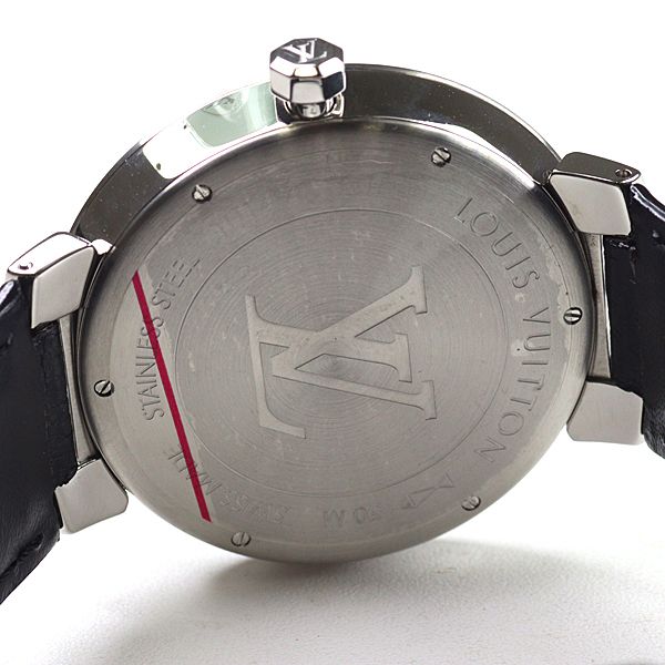Louis Vuitton Watch Tambour Damier Black Dial Quartz Polished