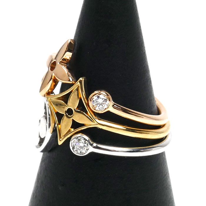 Louis Vuitton 18k Yellow Gold PG WG Bag Monogram Idylle Diamond Ring No 9 49
