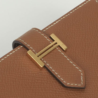 Hermes Bearn Compact Wallet Bifold Mini Gold Brown Veau Epsom