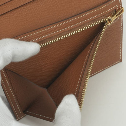 Hermes Bearn Compact Wallet Bifold Mini Gold Brown Veau Epsom