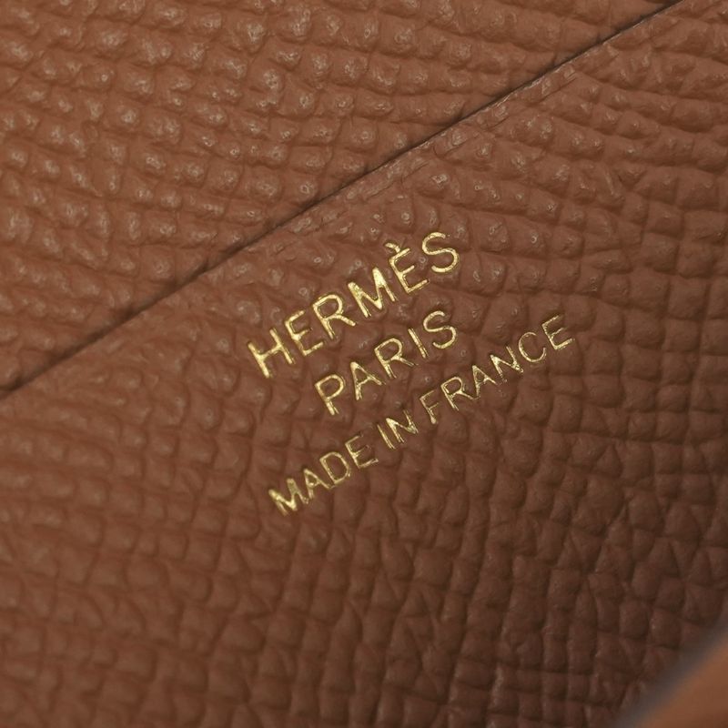 Hermes Bearn Compact Wallet Bifold Mini Gold Brown Veau Epsom