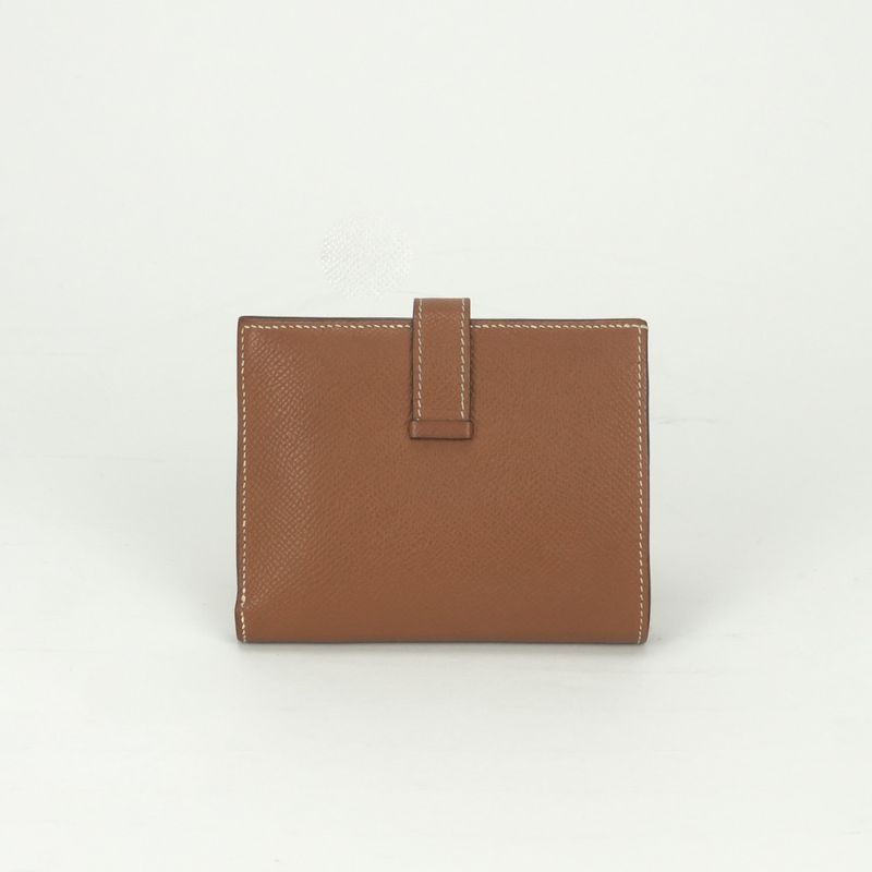 Hermes Bearn Compact Wallet Bifold Mini Gold Brown Veau Epsom