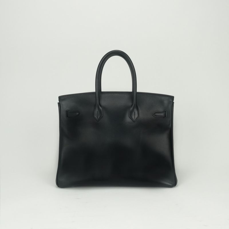 Hermes Birkin 35 Tote Box Scarf Noir Black Silver