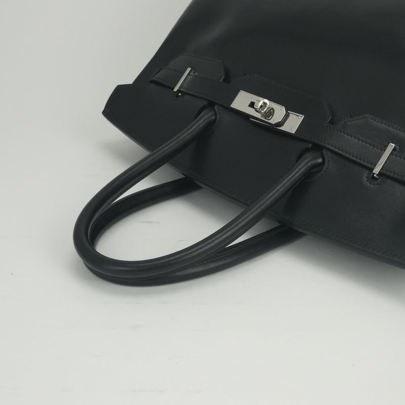 Hermes Birkin 35 Tote Box Scarf Noir Black Silver