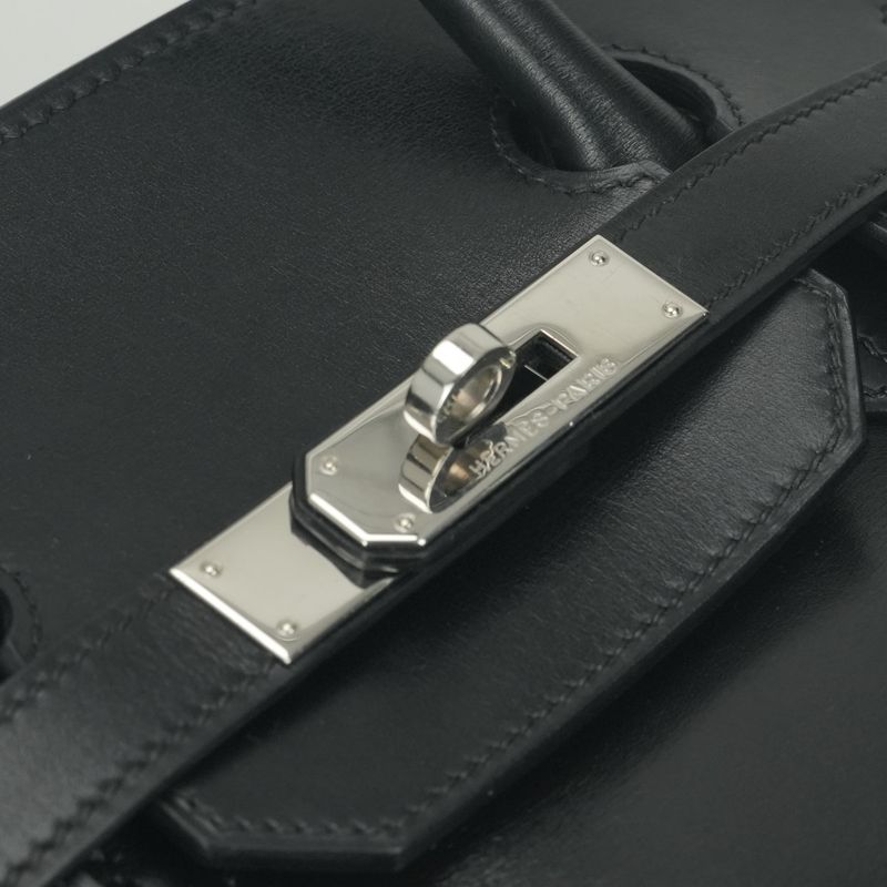 Hermes Birkin 35 Tote Box Scarf Noir Black Silver