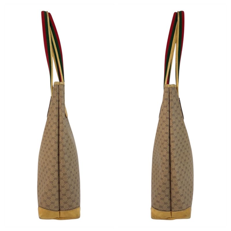 Gucci Vintage Micro GG Sherry Line Beige Tote Shoulder Bag